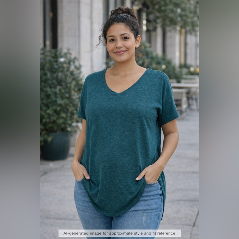 Soft, Teal Scoop Neck Tee | Short Sleeve